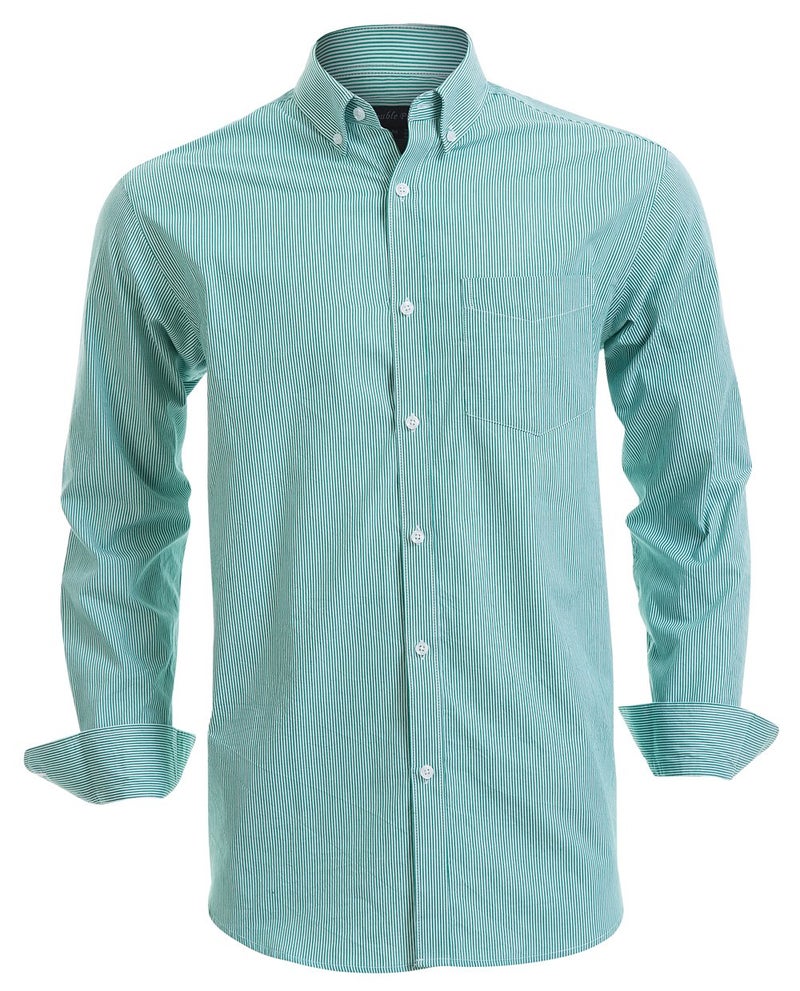 Double Pump Mens Button Down Shirts Cotton Long Sleeve Shirts Regular Fit(SL18B,L) - Image 1